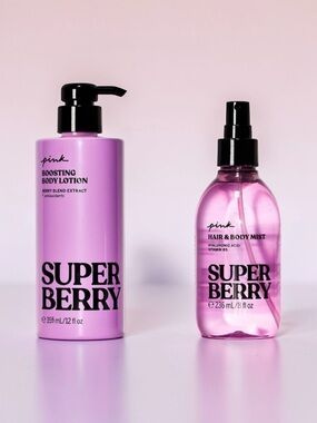 Victoria’s Secret PINK Super Berry Boosting Body Lotion Set Limited Edition NWT